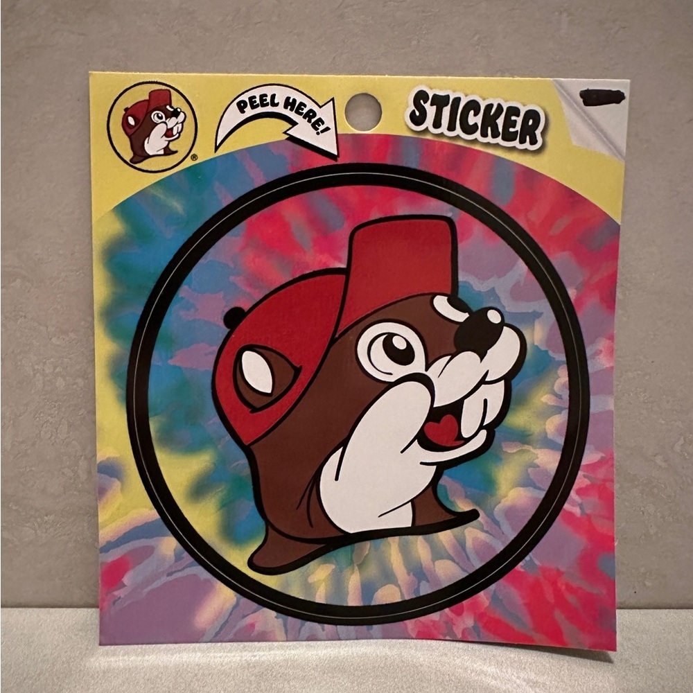 Buc-ee's Sticker - Beaver Logo on Tie Dye - 4x4 inch sticker - New Design